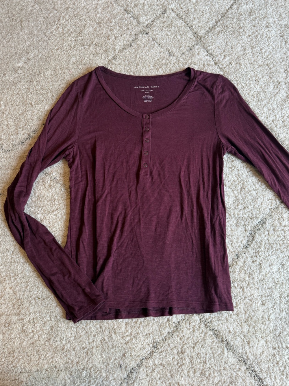American Eagle Outfitters Long-Sleeve Soft & Sexy Slub Shirt Size SP